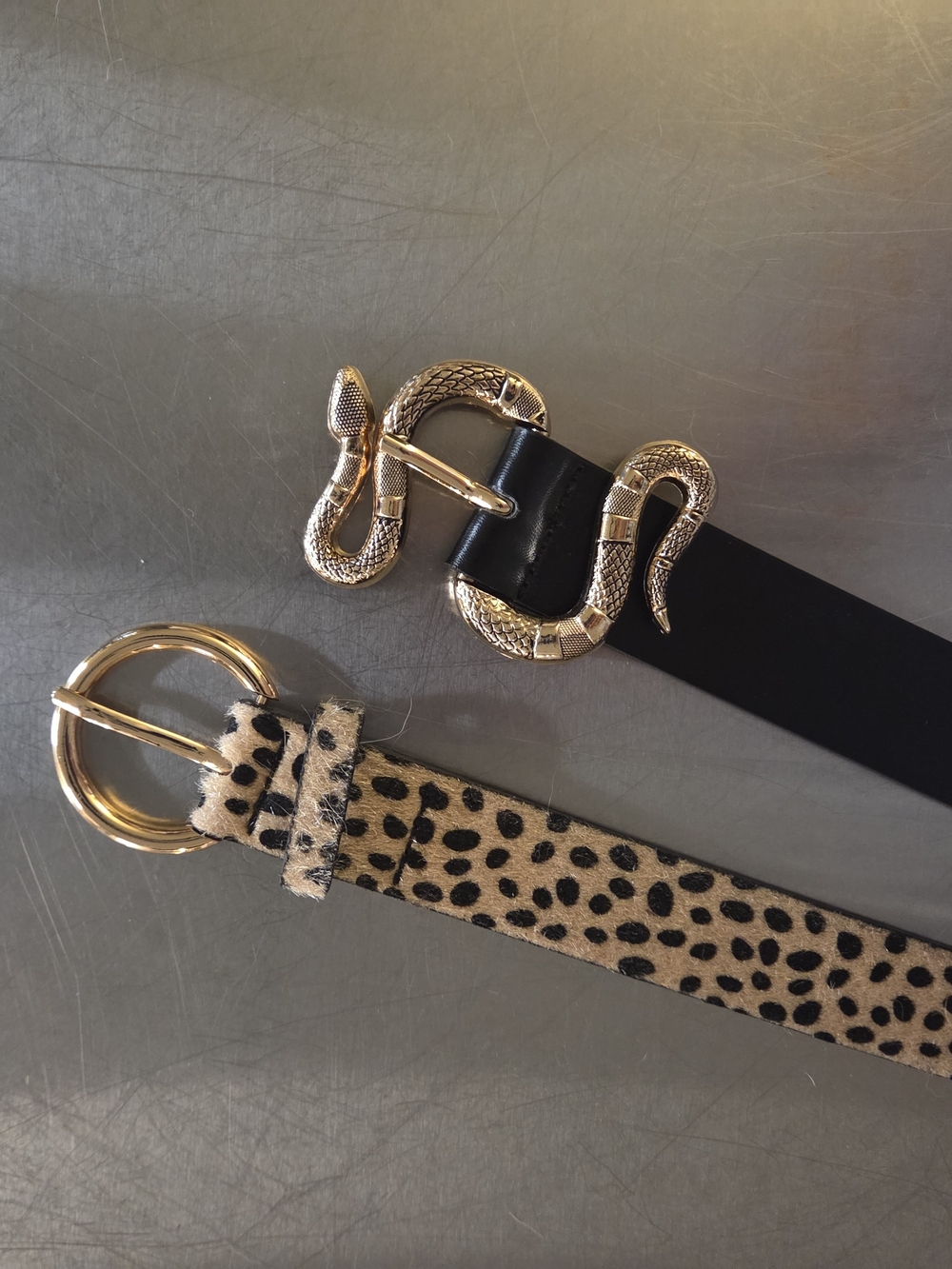 Stylish Snake + Leopard Print Belt Set